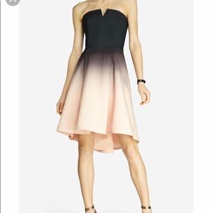 Halston Heritage Black and Pink Ombre Strapless Dress sz 6